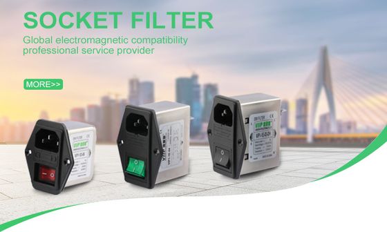 Resistencia de aislamiento ≥ 100MΩ EMI EMC Filtro de entrada de enchufe Filtro para voltaje nominal 250VAC -40C- 85C